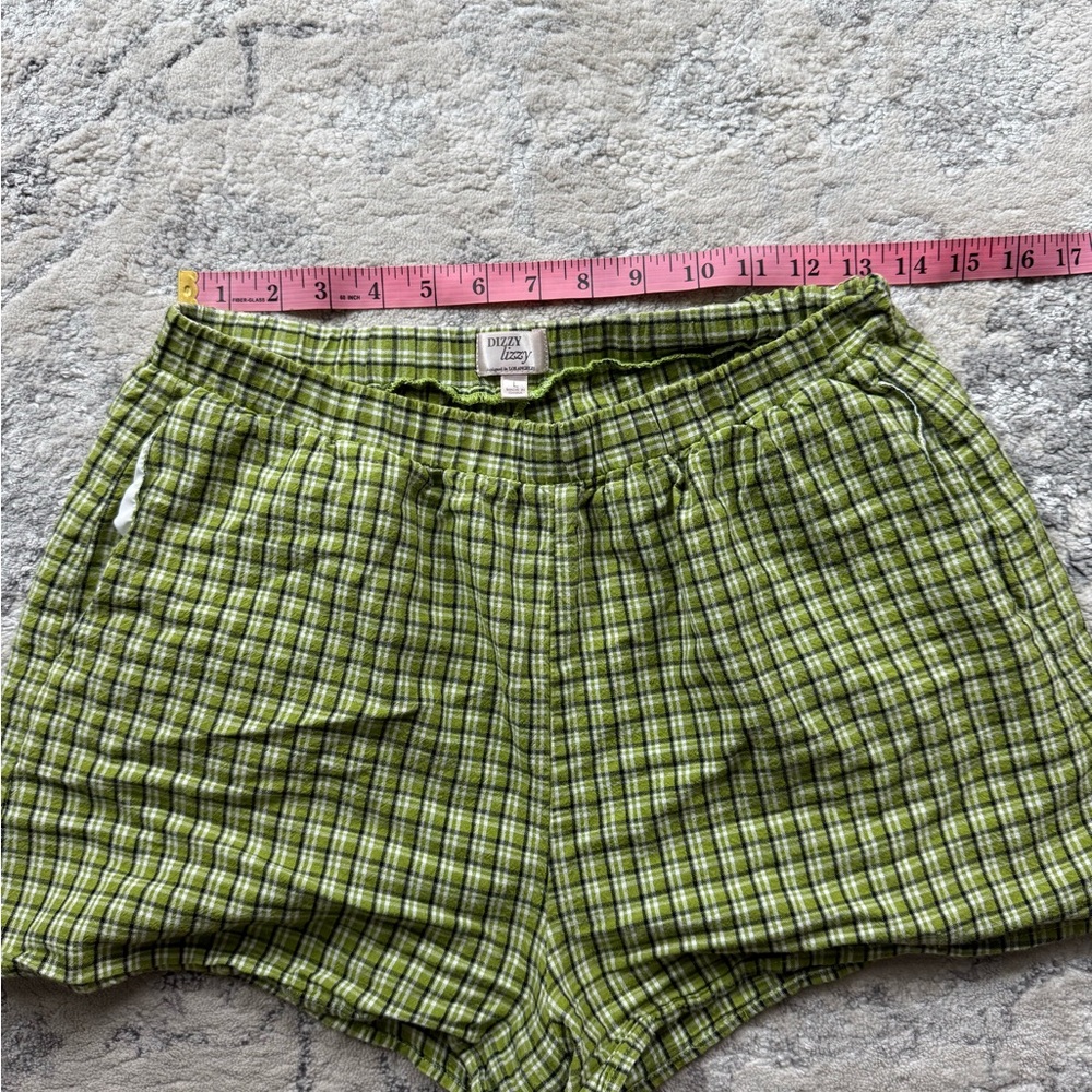 Green Plaid High Waist Shorts